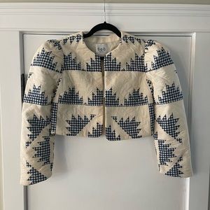 Sea Blue and Cream Quilted Blazer